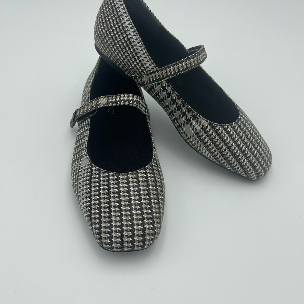 VIONIC Alameda -SZ 5-Mary Jane Flats Black White Metallic Houndstooth-MSRP $150